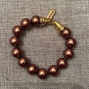 Kissaka Bronze Faux Pearl Bracelet with Gold-Tone Clasp